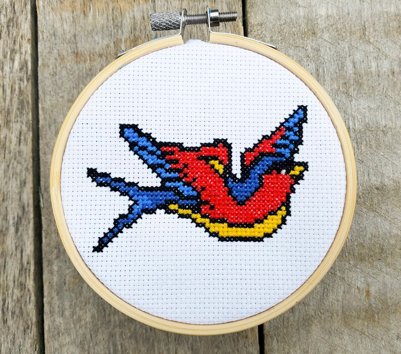 PDF DOWNLOAD Swallow Tattoo Cross Stitch Pattern