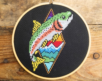Rainbow Trout Cross Stitch Pattern - PDF DOWNLOAD