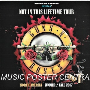 Póster en color de 11 x 14 de Guns N Roses "Not In This Lifetime Tour" 2017
