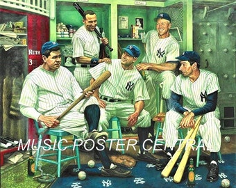 New York Yankees Ruth, Gehrig, Dimaggio, Mantle & Jeter color poster