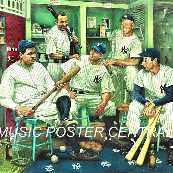 New York Yankees Ruth, Gehrig, Dimaggio, Mantle & Jeter color poster