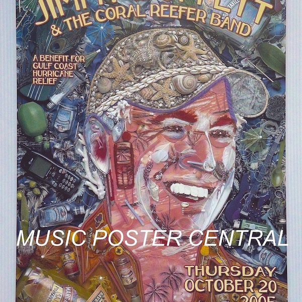 JIMMY BUFFETT & The Coral Reefer Band 2005 Gulf Coast Hurricane Relief Poster-Sale Price!