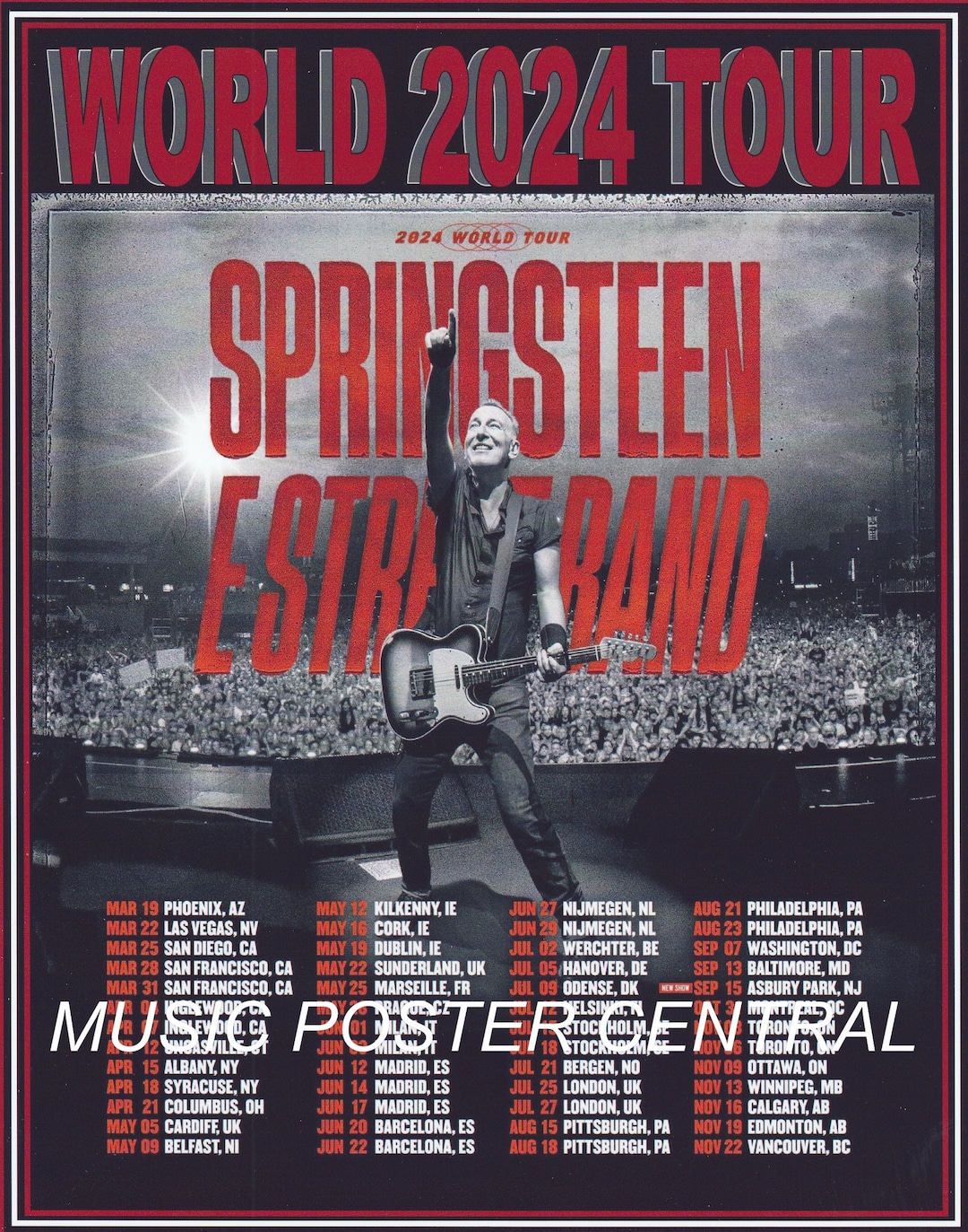 Bruce Springsteen 2024 World Tour Poster - Etsy