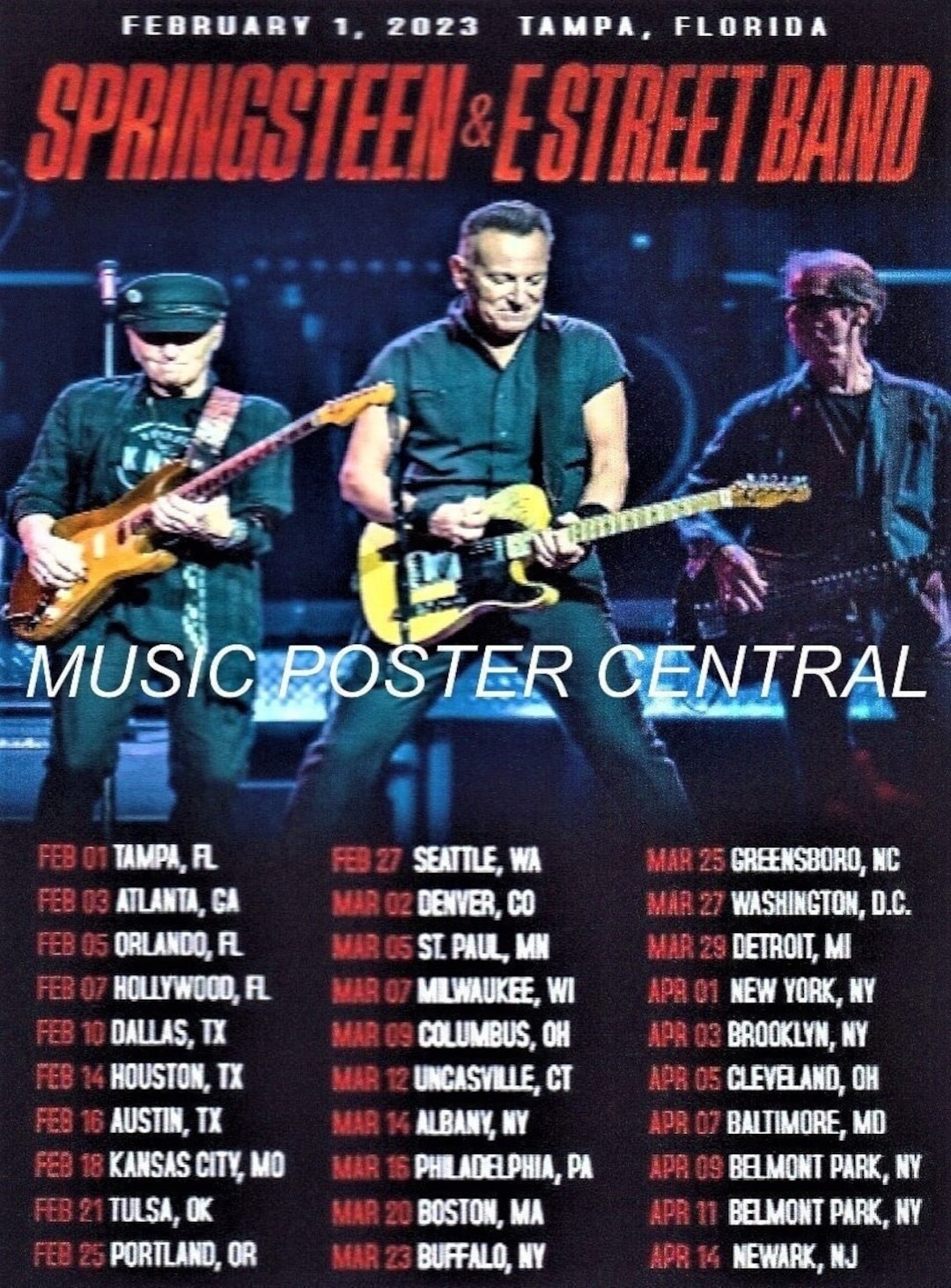 Bruce Springsteen & the E Street Band 2023 Tour Poster Etsy