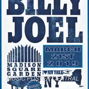 Billy Joel Madison Square Garden 3/21/2019 11x14 Color Poster w/Set List