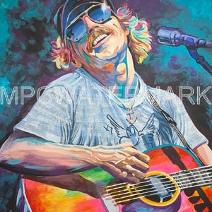 Jimmy Buffett with Guitar Artist Rendering 11x14 Color Poster