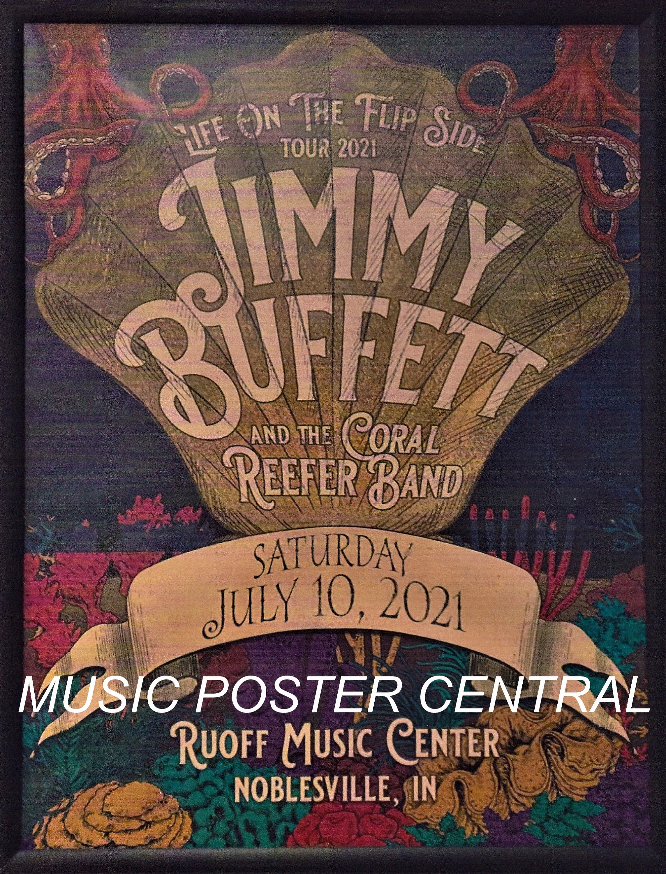 Jimmy Buffett Life on the Flip Side Tour 2021, Ruoff Music Center,  Noblesville, IN 11x14 Poster 