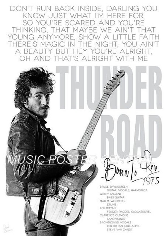Bruce Springsteen Thunder Road 1975 B&W 11x17 Poster NEW Etsy