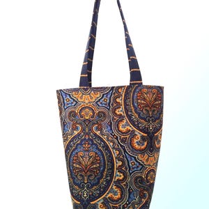 Paisley Polished Cotton Tote Bag. Medium.