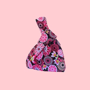Knot Bag - Small - Bold Pink Floral Print Cotton