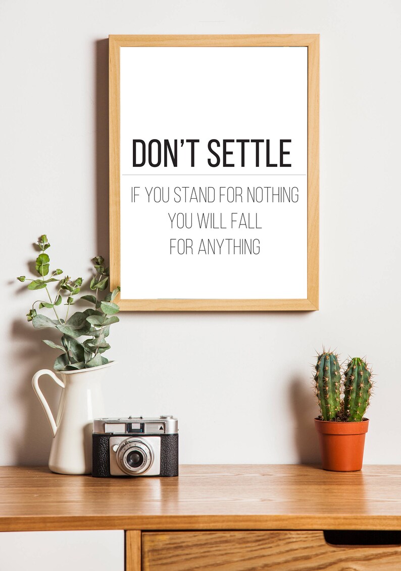 Don't Settle Printable Quote Art Print Typography | Etsy
