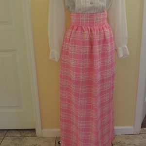 Vintage pink and beige spring time High Waisted maxi skirt, light O'Rielly wool wedding, party, garden party image 1