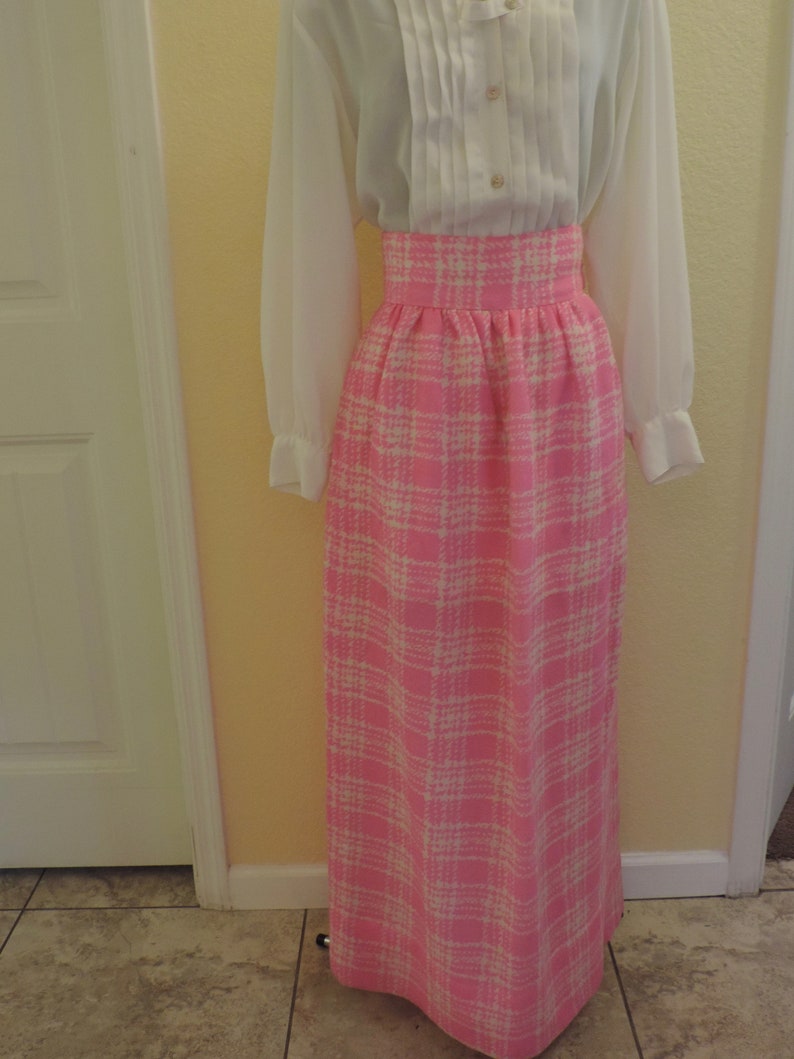 Vintage pink and beige spring time High Waisted maxi skirt, light O'Rielly wool wedding, party, garden party image 1