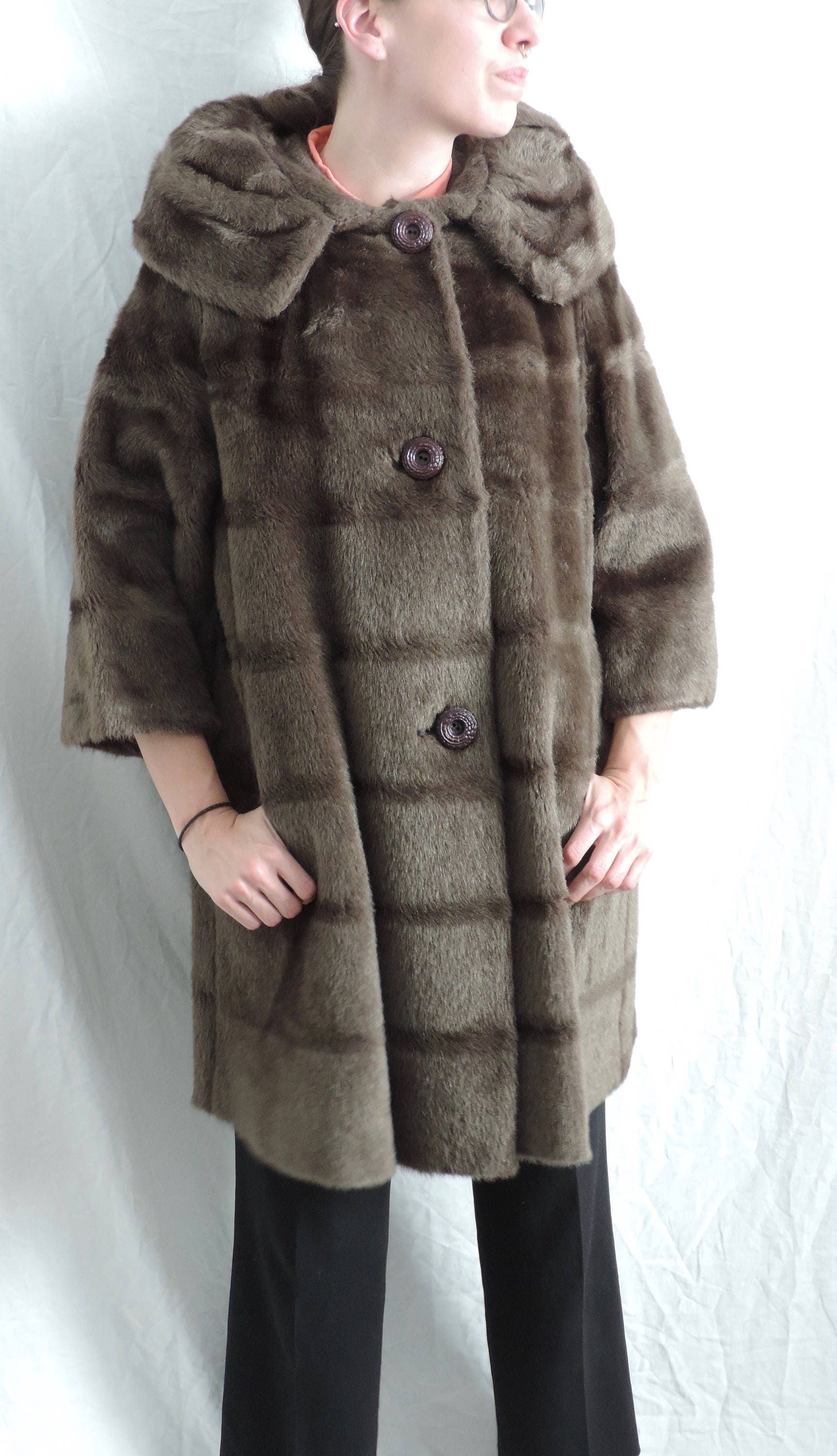 ジャケット・アウター Boudoir 50s- Brown Wool Swing Coat NWOT Vintage 50's Jane Hunter Original Wool Swing Coat 3/4