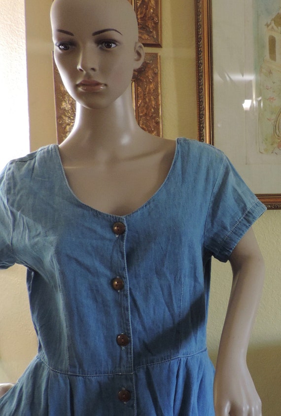 Vintage 1990's Forenza Denim Full skirt dress size