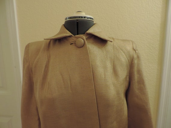 Vintage gold lame swing jacket 1960's textured ma… - image 2