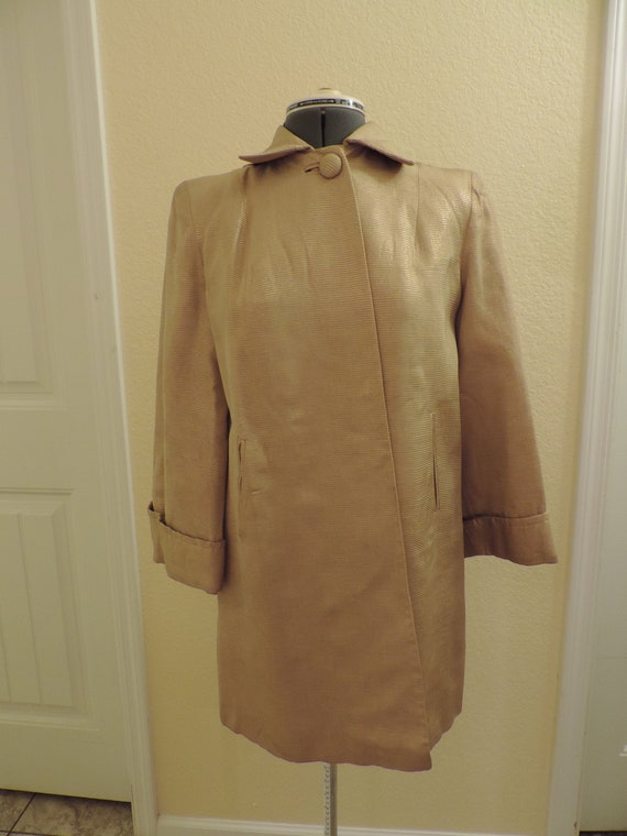 Vintage gold lame swing jacket 1960's textured ma… - image 1