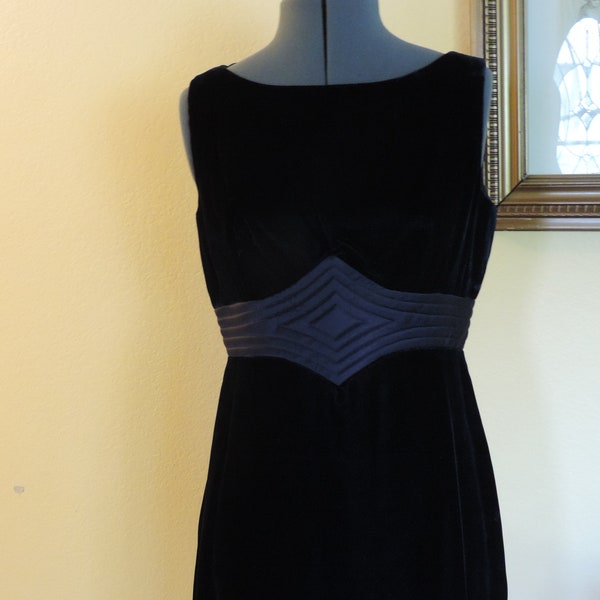 Vintage Lilli Russell Deep Blue Velvet Dress 1960's, 1970's Evening Dress