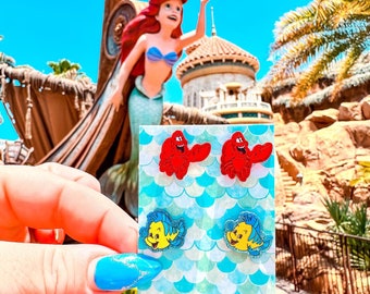 Flounder and Sebastian inspired stud earring set