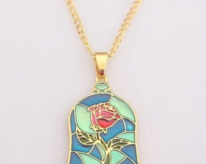 Beauty and the Beast Enchanted Rose Necklace. Etsy