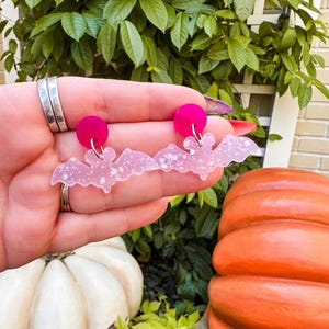 Pink mouse bat stud earrings