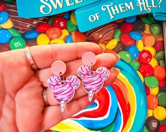 cotton candy mouse stud earrings