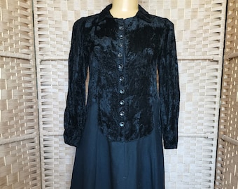 Vintage antique 1920s 1930s  velvet and wool dress Size S  M