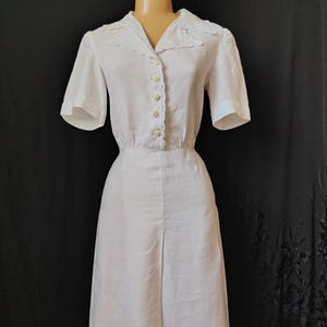 Vintage 1930s linen art deco dress Size S