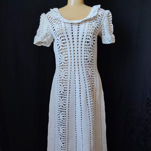 Vintage antique crochet art deco dress 1930s Size XS S