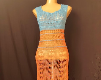 Vintage 1970s does 1930s crochet lace dress Size S M