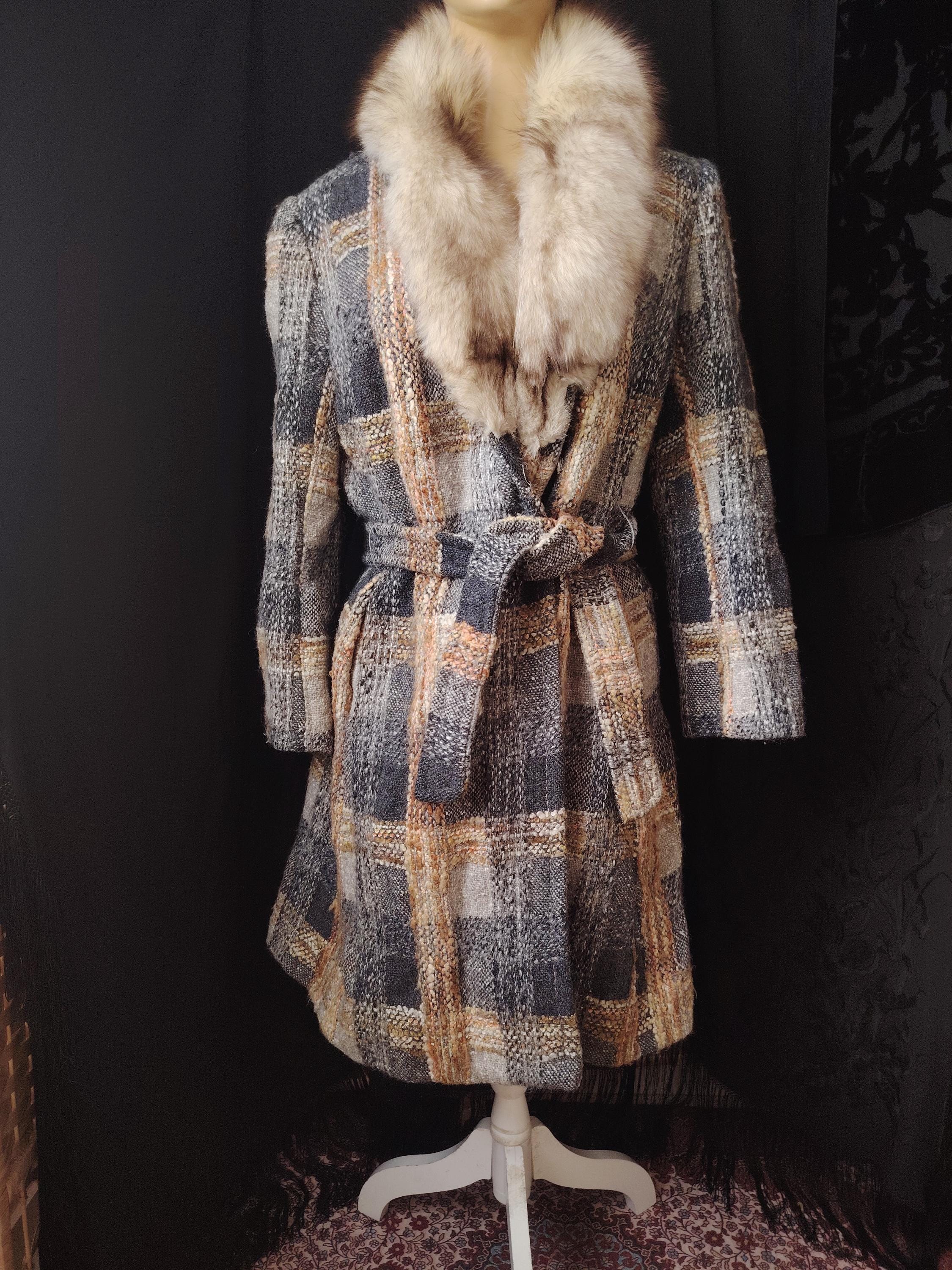 Manteau Vintage LOGNAN'S LANCASTER - 100% Laine Et Fourrure - Taille 40 - Très Bon état