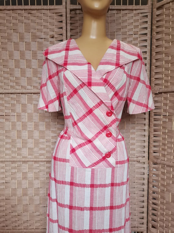 Vintage 1960s does 1940s dress Size M L - image 3