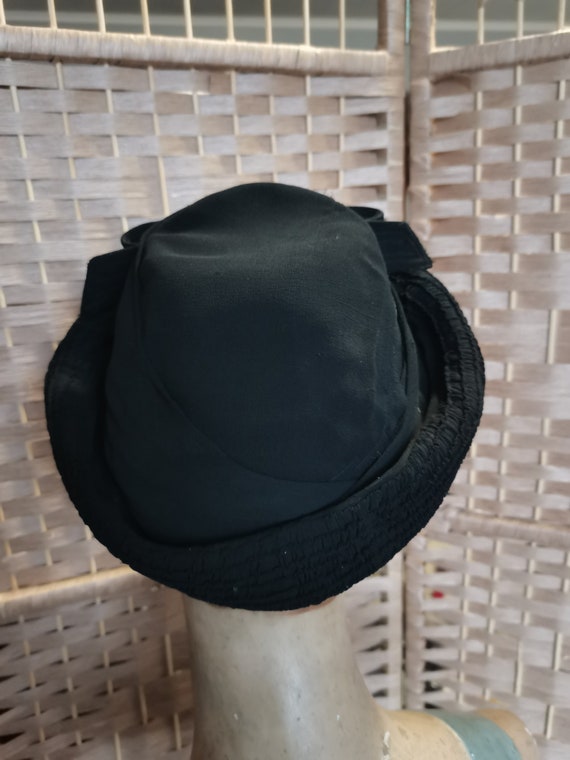 Vintage 1940s black halo hat French - image 5