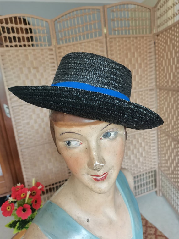 Vintage 1950s  straw hat french - image 1