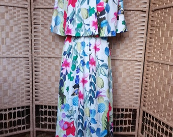 Vintage 1960s does 1930s floral dress Size M L