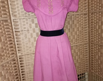 Vintage antique 1920s 1930s cotton nightdress dress Size  M
