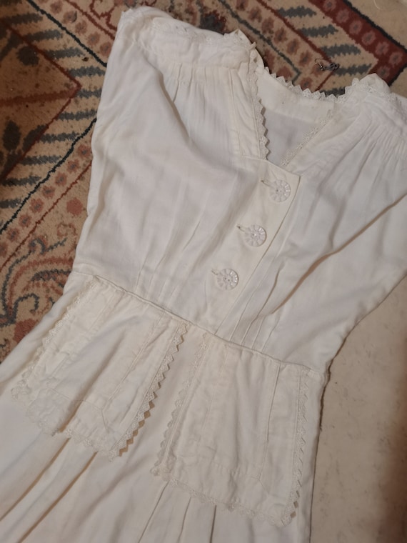 Vintage 1930S cotton linen dress Size S M