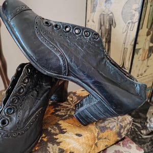 Vintage antique 1900s 1910S Victorian edwardian shoes heels dead stock FR34 UK2 US3