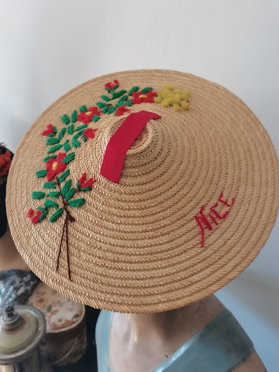 Vintage  rare 1930s 1940s straw French Riviera pr… - image 4