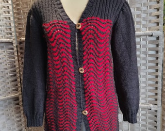 Vintage 1960s does 1920s 1930s handknitted cardigan Size L