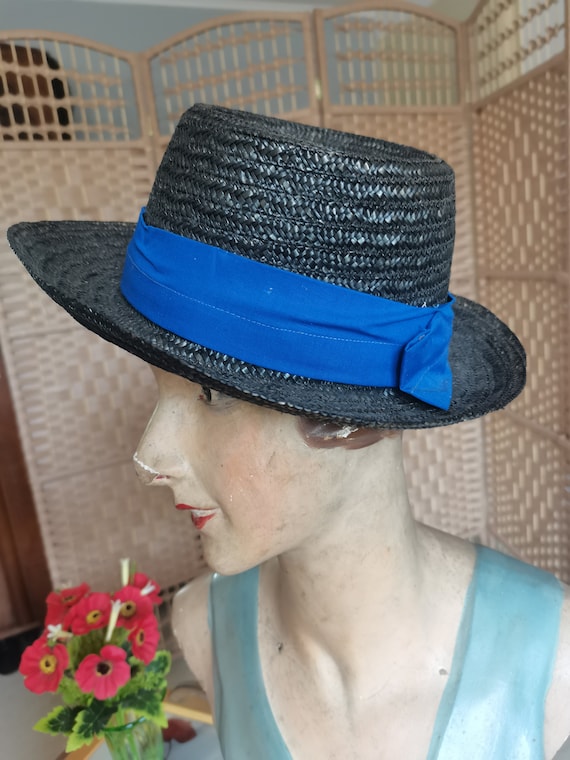 Vintage 1950s  straw hat french - image 2