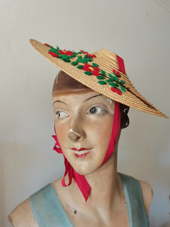 Vintage  rare 1930s 1940s straw French Riviera pr… - image 7