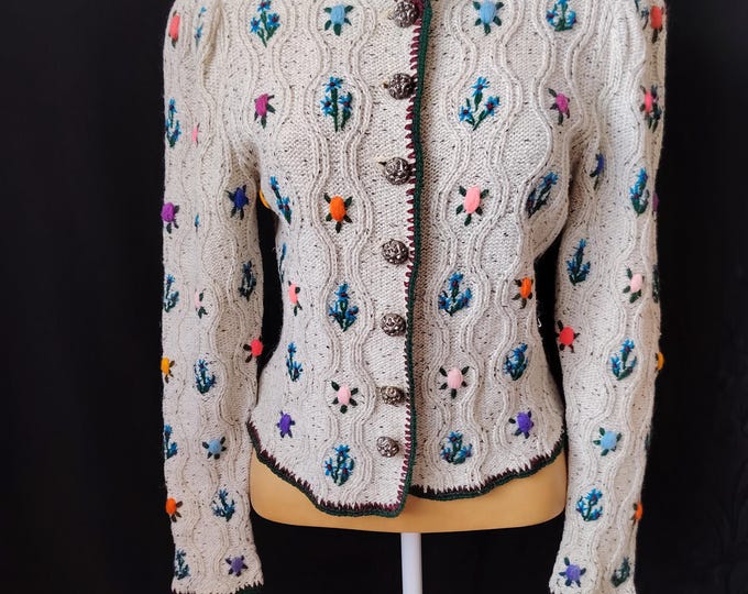 Austrian Patterns Retro Vintage 1930s Austrian Cardigan Hand Knit Trachten Strick Cotton ...