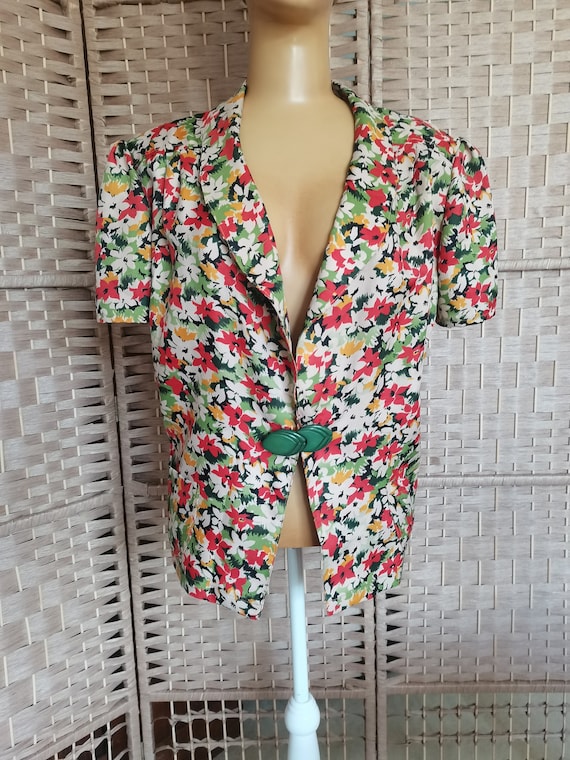 Vintage 1970s does 1920s 1930s floral blouse Size… - image 1