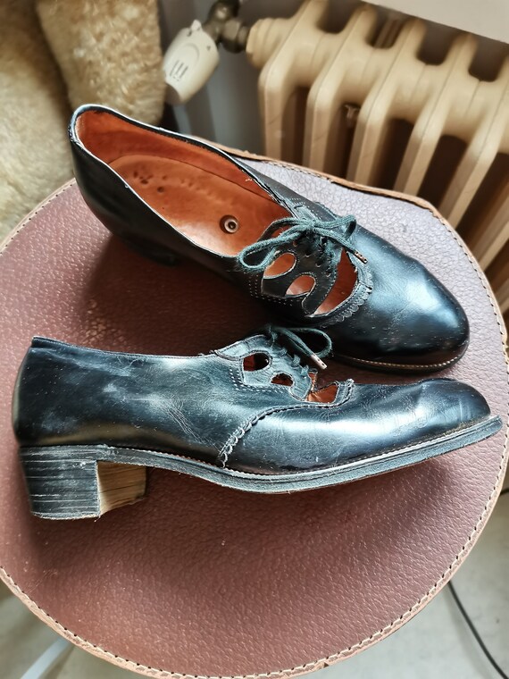 Vintage 1930s leather shoes heels FR38 UK5 US7