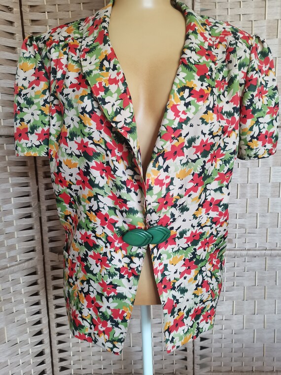 Vintage 1970s does 1920s 1930s floral blouse Size… - image 2