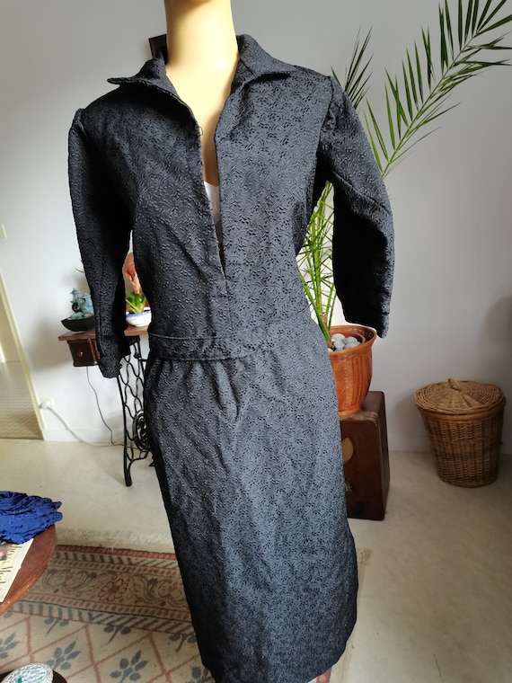 Vintage 1940s black dress Size XL XXL