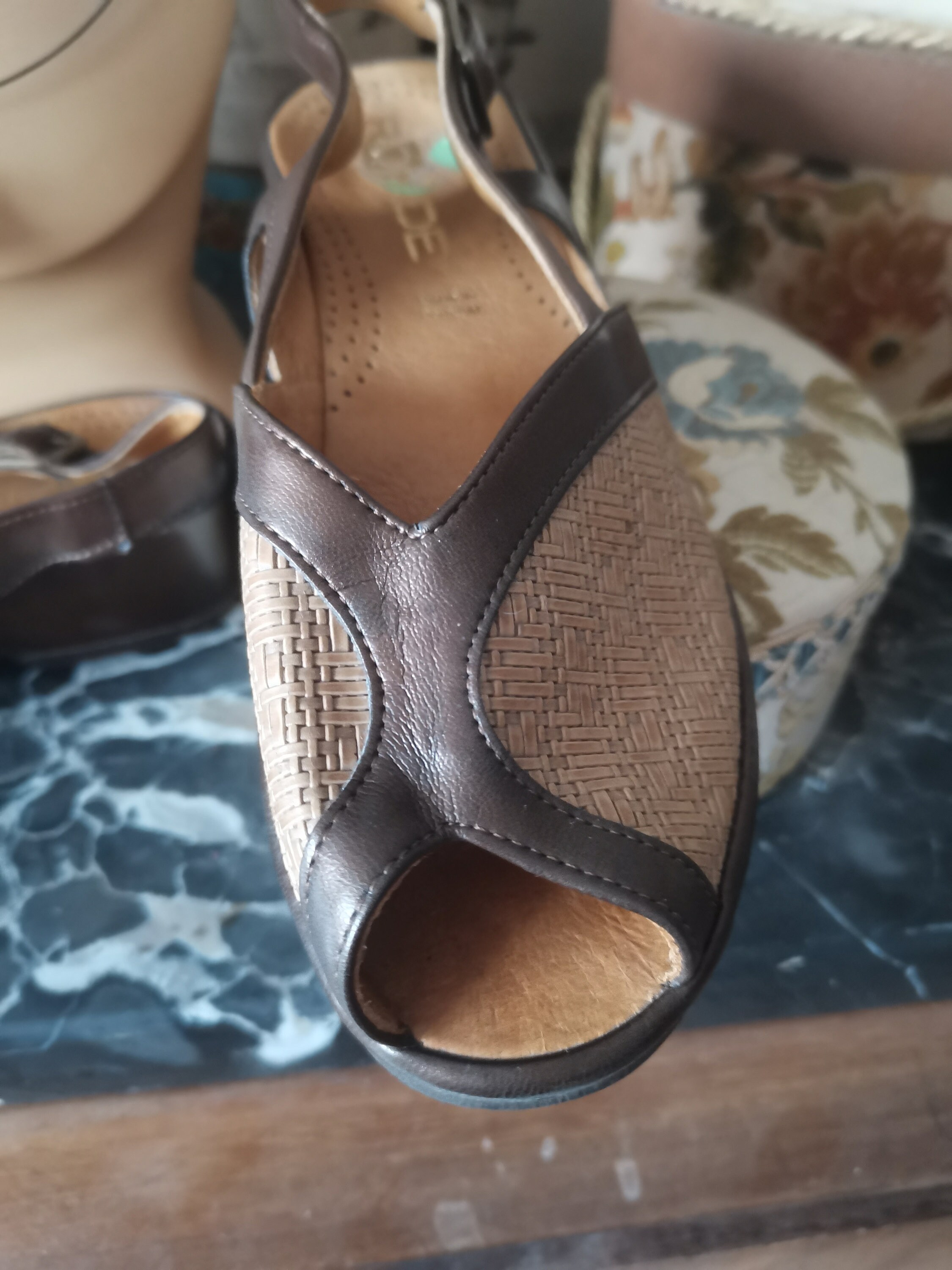 Vintage Does 1940s 1950s Style Shoes Wedges FR37 UK4 US6 Dead 