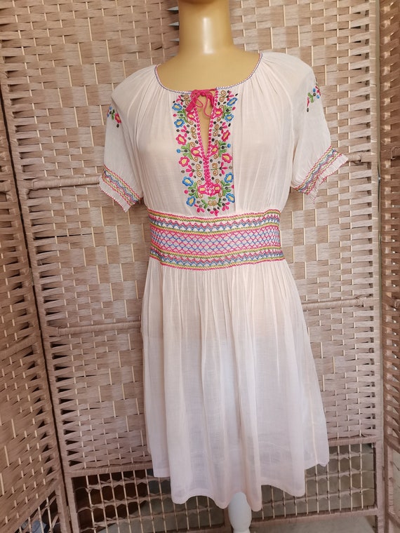 Vintage Antique 1920s 1930s Cotton Sheer Hungarian Folk 