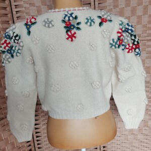 Vintage Wolkenstricker 1980s does 1940s austrian embroidered cardigan trachten stricke Size M image 6